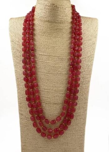Gem stone Necklace with Kundan work Ruby Alloy Necklace