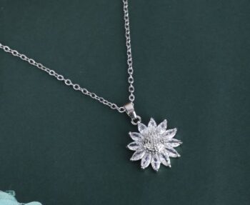 Golden Kundun Stud Metal Pendant Set Crystal Rhodium Pl...