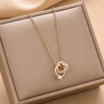 Anti Tarnish Black Clover Golden Necklace Chain for Wom...
