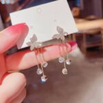 Pearls Drop Flower Earrings For Women Floral Earrings F...