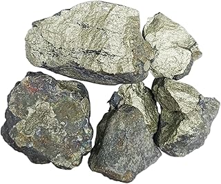 Shubhanjali Natural Crystal Pyrite Raw Stone 1 Kg | Rough Raw Gemstone from Peru Pyrite Chunk Rock Raw Pieces for Aura Cleaning Crystal Gift