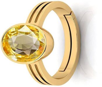 7.25 Ratti pukhraj Stone Original Certified Silver-Gold...
