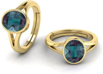 12.25 Ratti Panna Gemstone Adjustable Ring With Lab Cer...