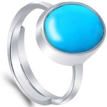 Kundligems Blue Sapphire Gemstone Silver Adjustable Rin...