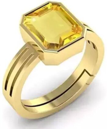6.25 Ratti Created Yellow Sapphire Pukhraj Gemstone Rin...
