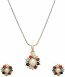 Brass Gold-plated Gold, Maroon Jewel Set