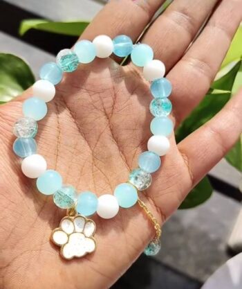 Stone, Citrine + Golden Beads, Crystal Bracelet