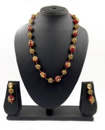 Brass Gold-plated Green, Red Jewel Set