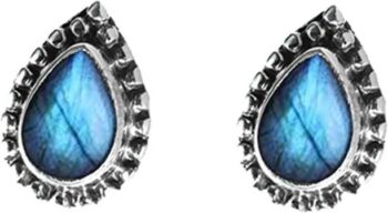 Oxidised Silver Stud Earrinsg - Ethnic Half Moon Design...
