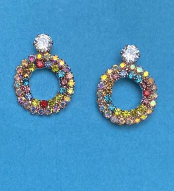 SILVER REPLICA WITH MONALISA STONE EARRINGS Crystal Sil...