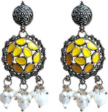 Stones Work in German Silver Earrings Alloy Stud Earrin...