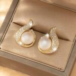 White Pearl Kundan Mirror Beads White Gold Plated Drop ...