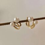 Pearls Heart Studs Korean Earrings For Women Girls west...