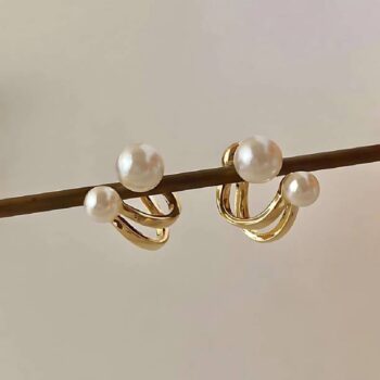 Pearls Heart Studs Korean Earrings For Women Girls west...