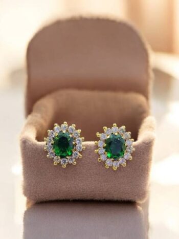 Treasure Pearl Earrings Cubic Zirconia Stone Stud Earri...