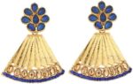 Gold Tone Class Triangular Shape Blue Stone Earring_BS ...