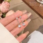 New Korean Fashion Rhinestone Ring Décor Drop Earrings ...