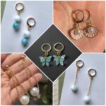 Ratachakara Red Diamond Pearl Copper Stud Earring