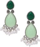 Oxidised Silver Ethnic Drop Earrings - Silver Look Alik...