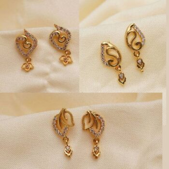 Beautifull Twisted Shape Stud CZ Minimalist Handmade Di...