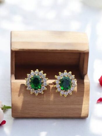 Silver Plated Stud Earring For Girls and Women White Am...