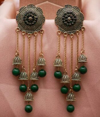 Bellimoda Jhumka Red Diamond, Pearl Copper Jhumki Earri...
