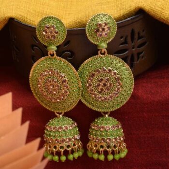 LOVIA BY HM GOLD BLUE CRYSTAL DANGLER EARRINGS FOR WOME...