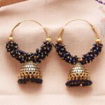 Bellimoda Green Diamond, Pearl Copper Jhumki Earring