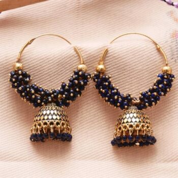 Bellimoda Green Diamond, Pearl Copper Jhumki Earring