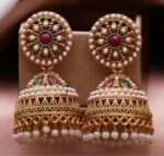 Korean Gold-Plated Diamond CZ Pearl Stud Earrings For W...