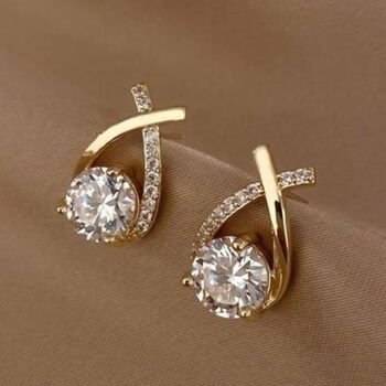AR/Stud earrings White Zircon Brass Stud Earring, Stud ...