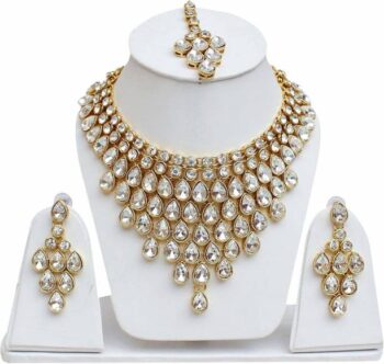 Brass Silver White Jewel Set
