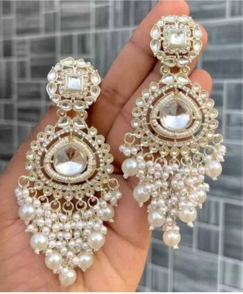 Modern Trendy New Kundan Earrings Traditional Studded S...