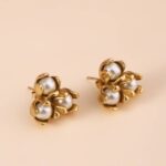 Purple Cluster Korean Stud Earings Crystal, Pearl Alloy...