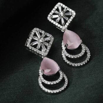 Long Floral Drop Hoop Korean Earrings For Women Girls T...