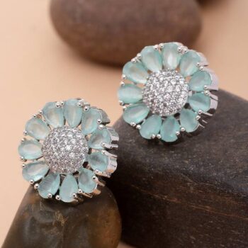 White American Diamond studded Teardrop & Leaf Shaped D...