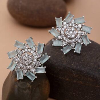 Traditional White Chandbali Earrings with Stunning Desi...