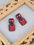 Dazzling Silver Plated Pink Metal Drop Earrings For Wom...