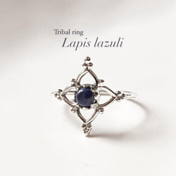 Lapis Lazuli Flower 925 Sterling Silver Ring