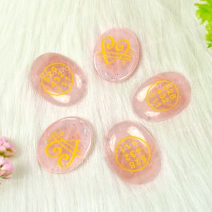 Rose Quartz Switch Word & Love Zibu Symbol of Prosperity Cabochon Pack of Combo 5 pc