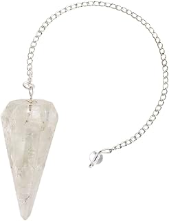 Shubhanjali Clear Quartz Crystal Point Pendulum Dowsing Stone Divination Tool | Crystal Faceted Dowsing Stone Pendulum for Vastu Reiki Healing Crystal Therapy
