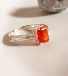 Carnelian Rectangular 925 Sterling Silver Ring