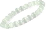 Reiki Crystal Products Unisex Adult Selenite Bracelet Crystal Stone 8mm Beads Bracelet Round Shape for Reiki Healing and Crystal Healing Stone (Color : White)