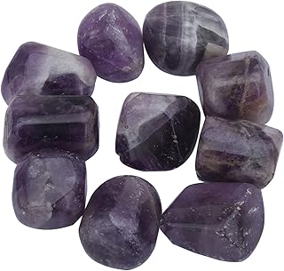 Healing Crystals India Chakra Crystals Healing Stones Natural Crystals Gemstones Spiritual Stones Reiki Healing Chakra Balancing Metaphysical Healing Polished Tumbled Stones (10, Amethyst)