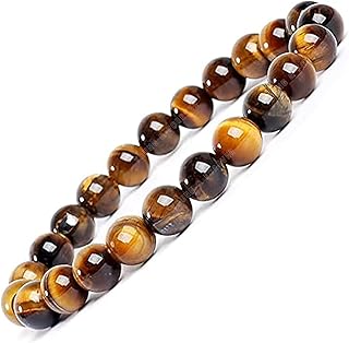 Young & Forever Gift Natural Reiki Feng-Shui Healing Crystal Beaded Gem Stone Tiger Eye Bracelet for Men and Women