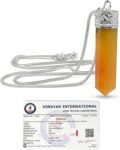 Reiki Crystal Products AAA Certified Natural Citrine Pendant Crystal Stone Pencil Pendant with Metal Chain for Reiki Healing and Crystal Healing Stones for Unisex (Color : Yellow)
