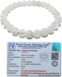 TREE MAISON CORONATING HOMES Certified Moonstone Crystal Bracelet | Natural Healing Stone | 8 mm Round Beads | Stretchable Bracelet for Men, Women, Boys, Girls