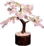 ESPLANADE Natural Rose Quartz Crystals Tree Healing Stones Seven Chakra Natural Healing Gemstone Bonsai Fortune Money Tree, Home Office Decor Spiritual Gift | Size 7-8 Inches (Pink 100 Beads)