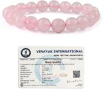 Reiki Crystal Products Unisex Child Natural Certified Rose Quartz Crystal Healing Stones Round Beads Bracelet for Reiki Healing (Pink, 10 mm)
