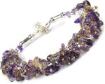 Reiki Crystal Products Natural Amethyst Bracelet Crystal Stone Chip Bracelet for Reiki Healing and Crystal Healing Stone for Unisex (Color : Purple) For Women